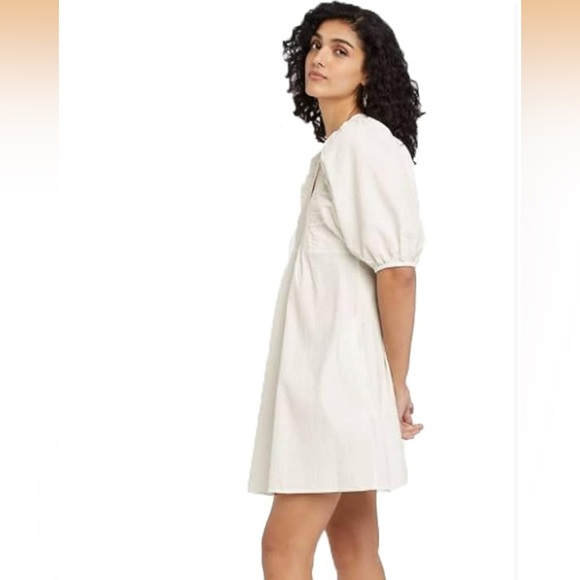 A New Day Women's Puff Short Sleeve Dress - white size small - Picture 2 of 10